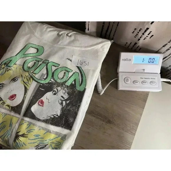 Poison Band Adult Sweatshirt Hoodie Men's M Graphic White Retro Band Merch Rock - Picture 8 of 8